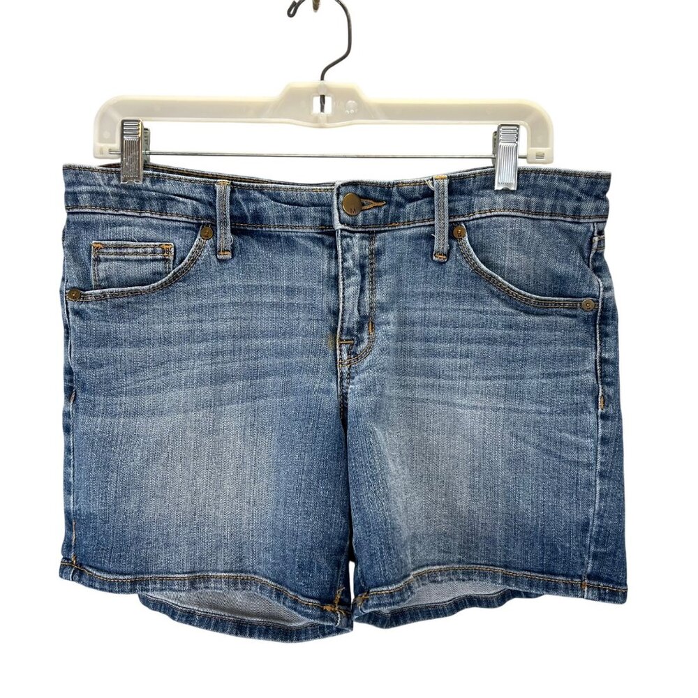 Mossimo Mid Rise Midi Jean Shorts Jorts 8/29 Denim Blue Boyfriend